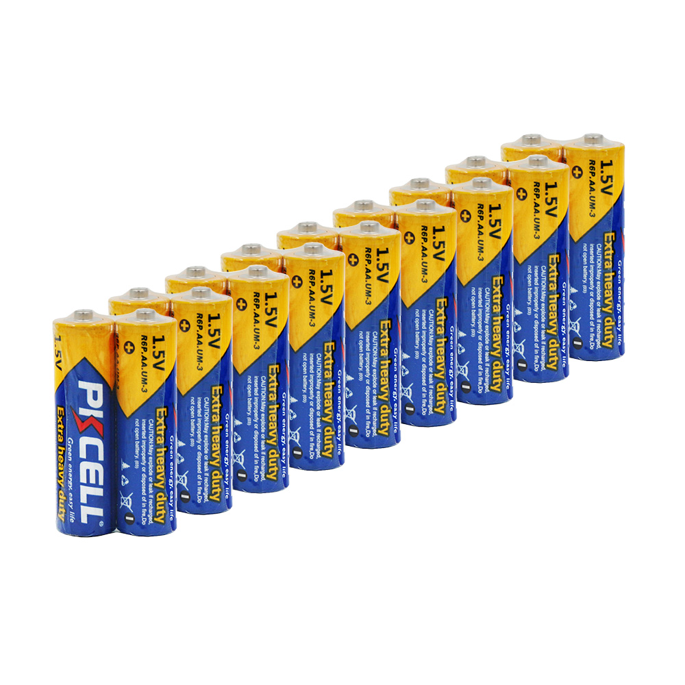 Комплект з 20 батарейок PKCELL Extra Heavy Duty AA R6P 1.5V по 2шт./плівка